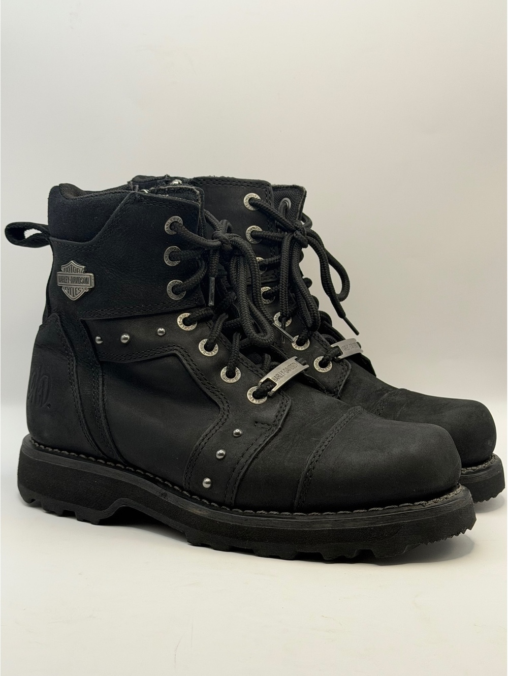 Harley-Davidson black lace-up ankle boots